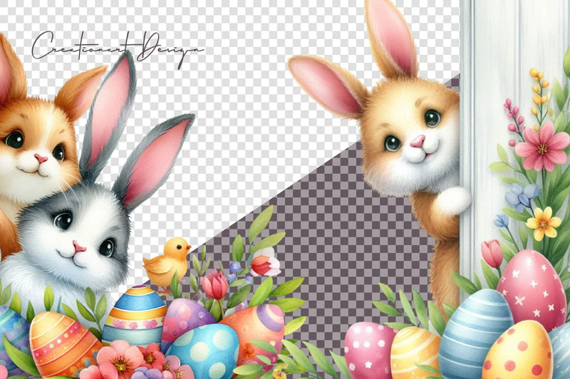 Easter Peeking Out Clipart Bundle - CraftNest - Digital Crafting and Art