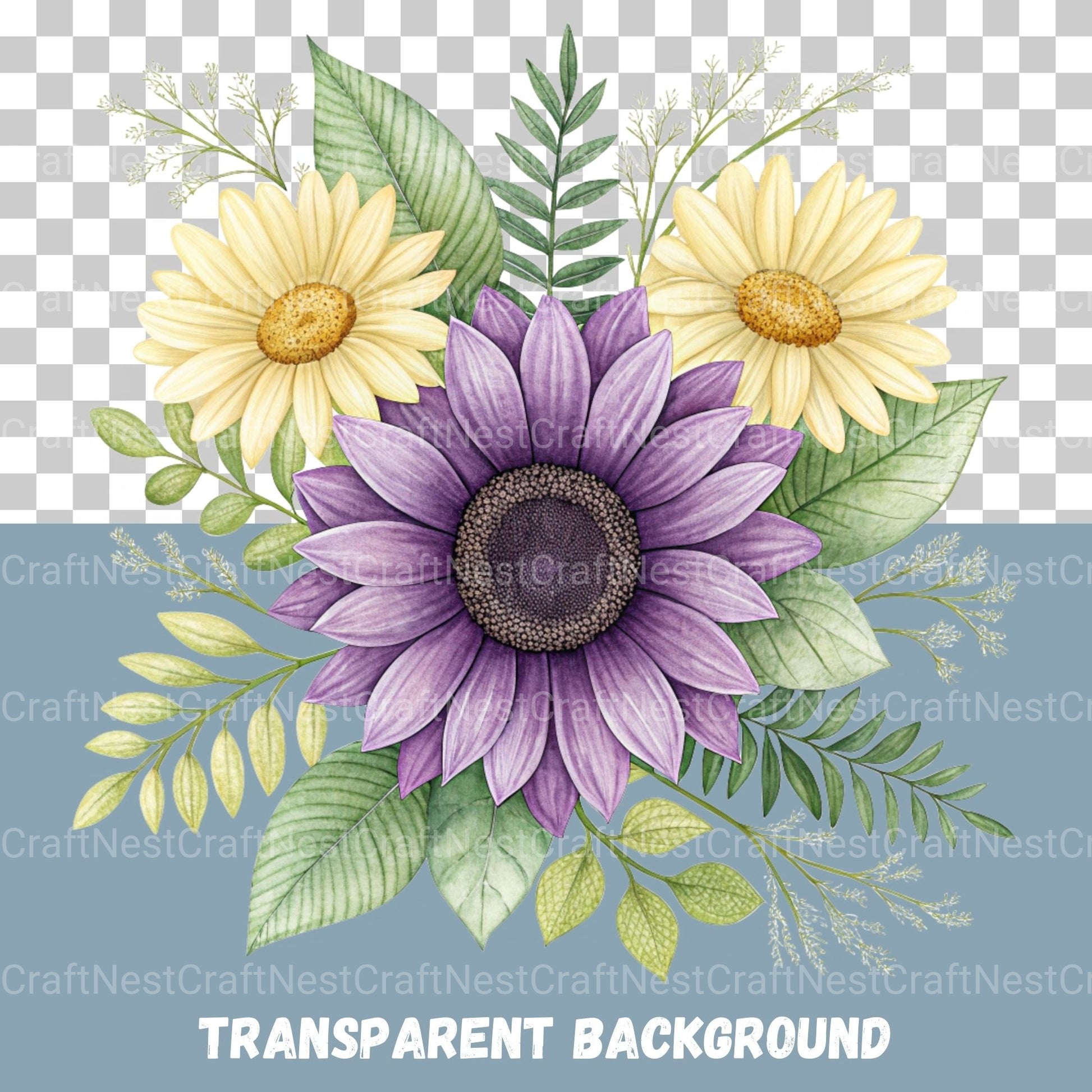Purple Sunflowers Clipart Bundle - CraftNest - Digital Crafting and Art