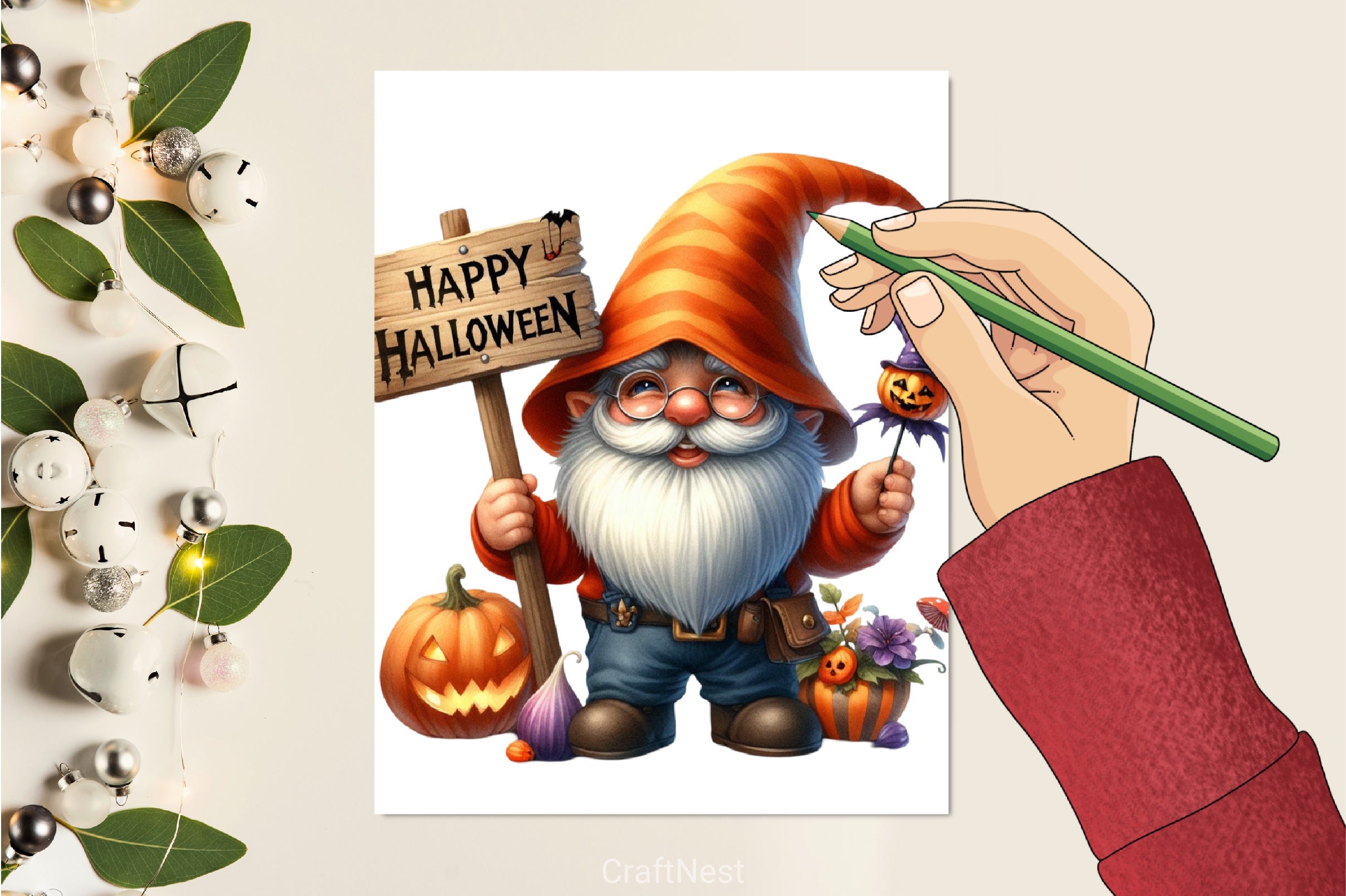 Halloween Gnome Sign Clipart Bundle - CraftNest - Digital Crafting and Art