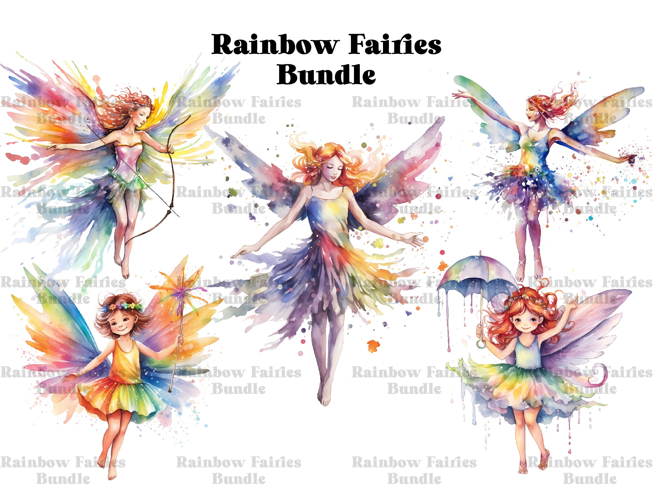 Rainbow Fairies Clipart - CraftNest