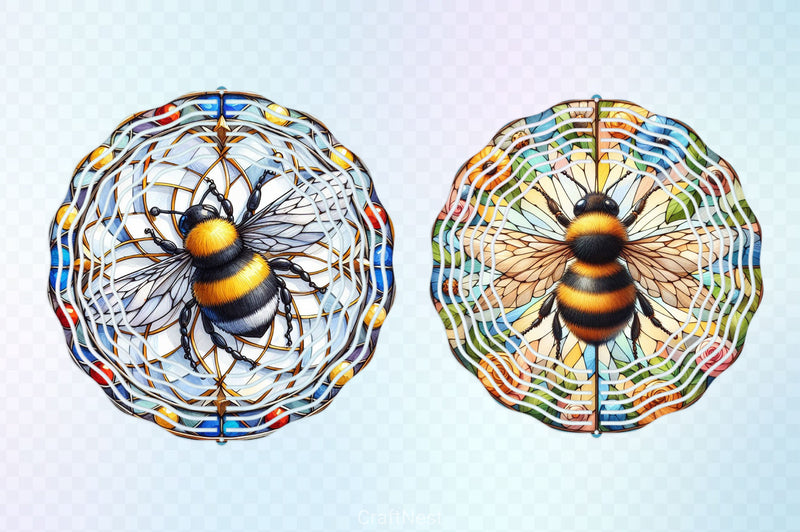 Stained Glass Bee Wind Spinner Clipart Bundle - CraftNest - Digital Crafting and Art