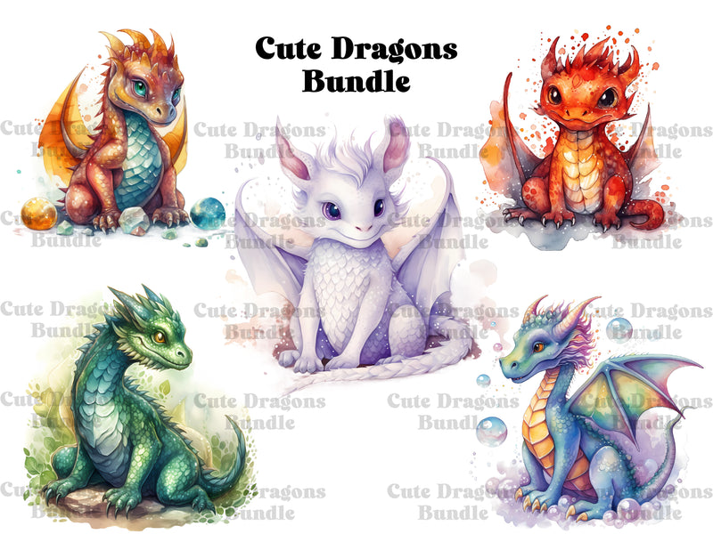 Cute Dragons Clipart - CraftNest