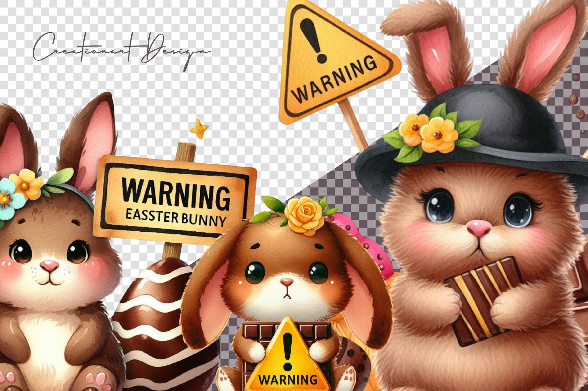 Easter Chocolate Bunny Clipart Bundle - CraftNest - Digital Crafting and Art