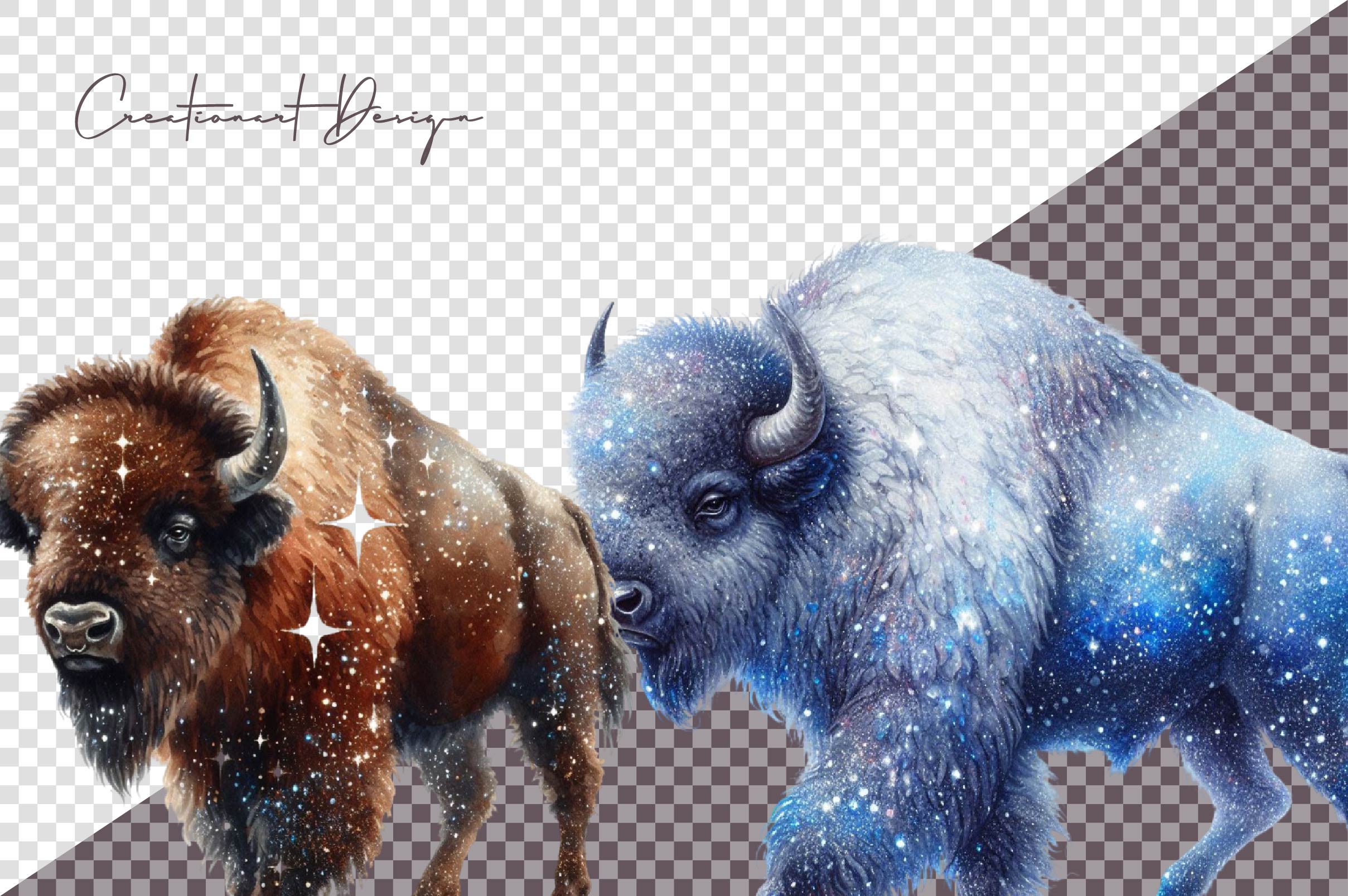 Glitter Bison Clipart Bundle - CraftNest - Digital Crafting and Art