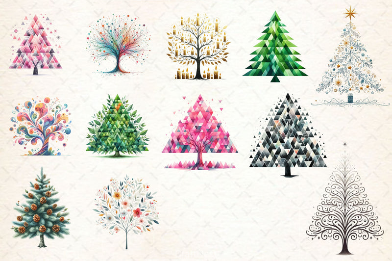 Minimalist Christmas Tree Clipart Bundle 2 - CraftNest - Digital Crafting and Art