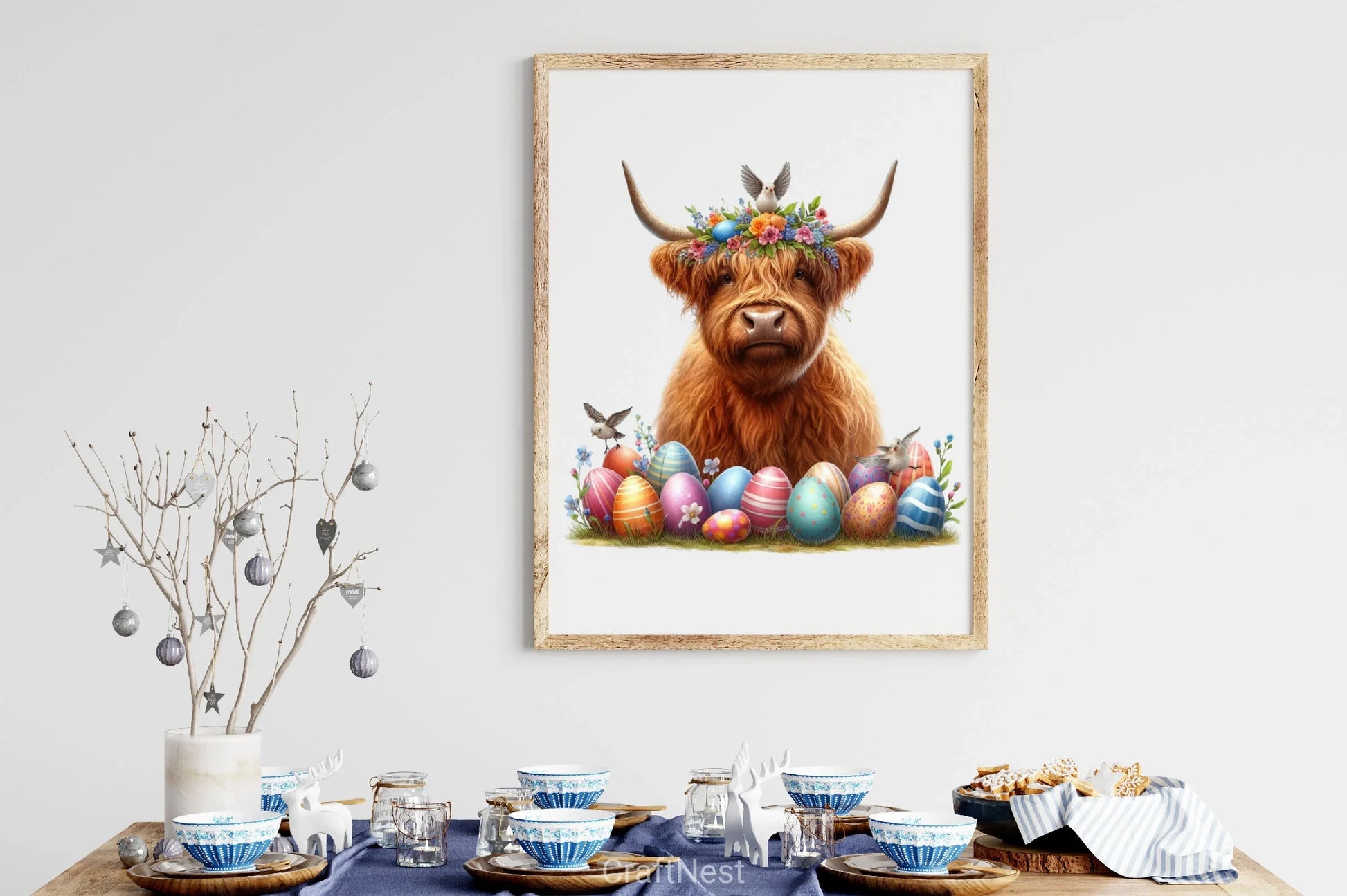 Highland Cow Easter Basket Clipart Bundle - CraftNest - Digital Crafting and Art