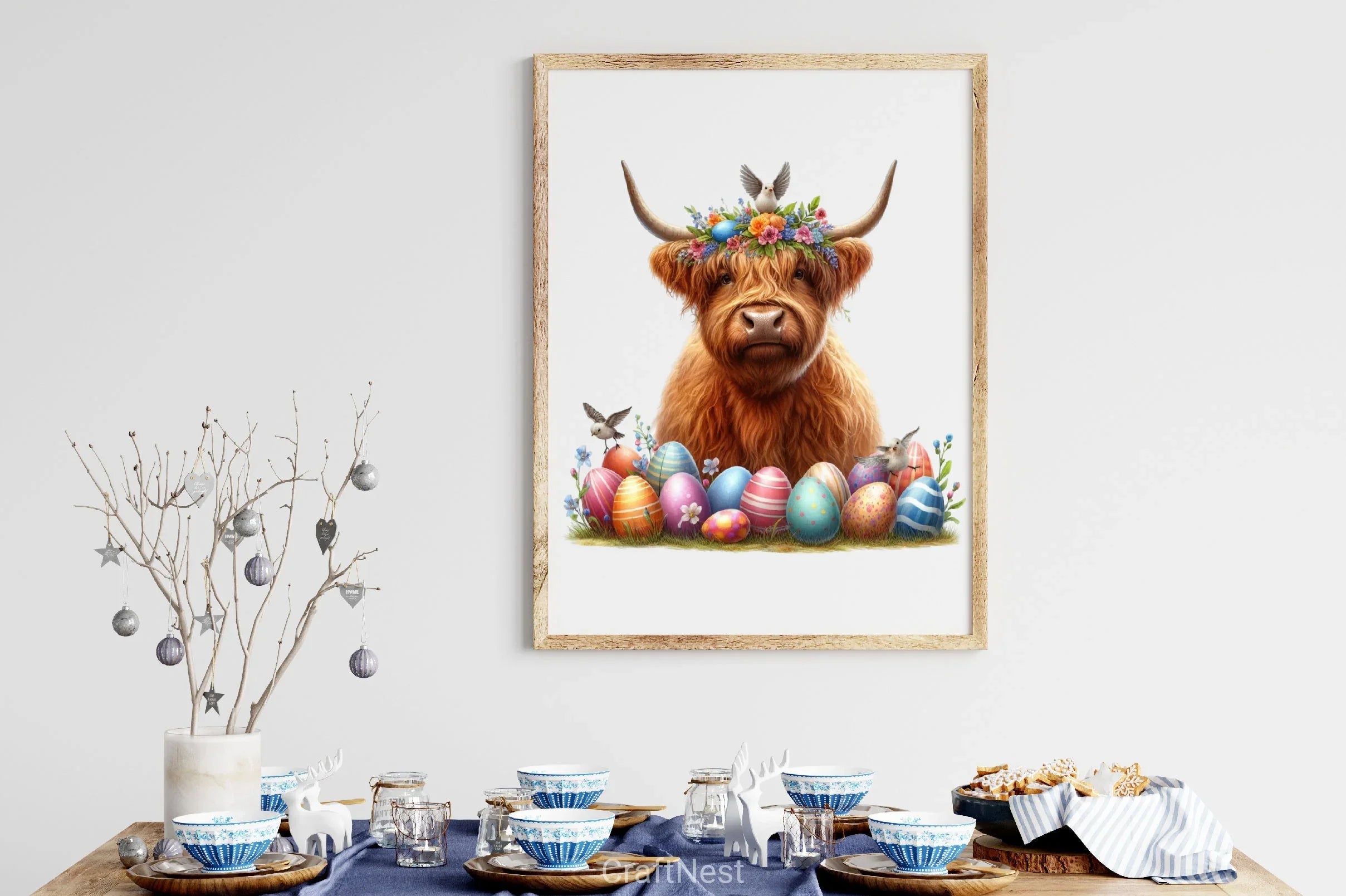 Highland Cow Easter Basket Clipart Bundle - CraftNest - Digital Crafting and Art