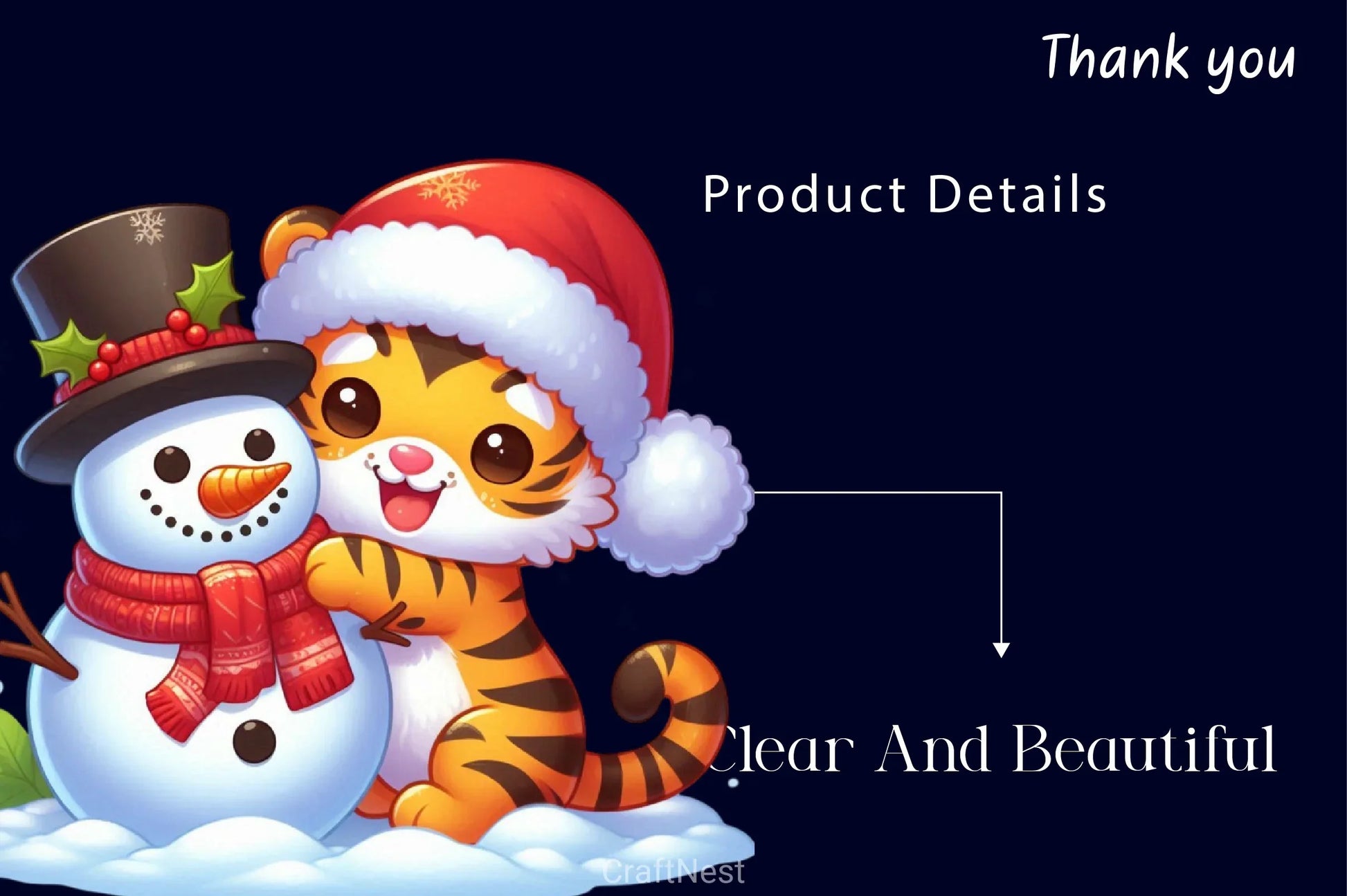Cute Christmas Tiger Clipart Bundle 2 - CraftNest - Digital Crafting and Art