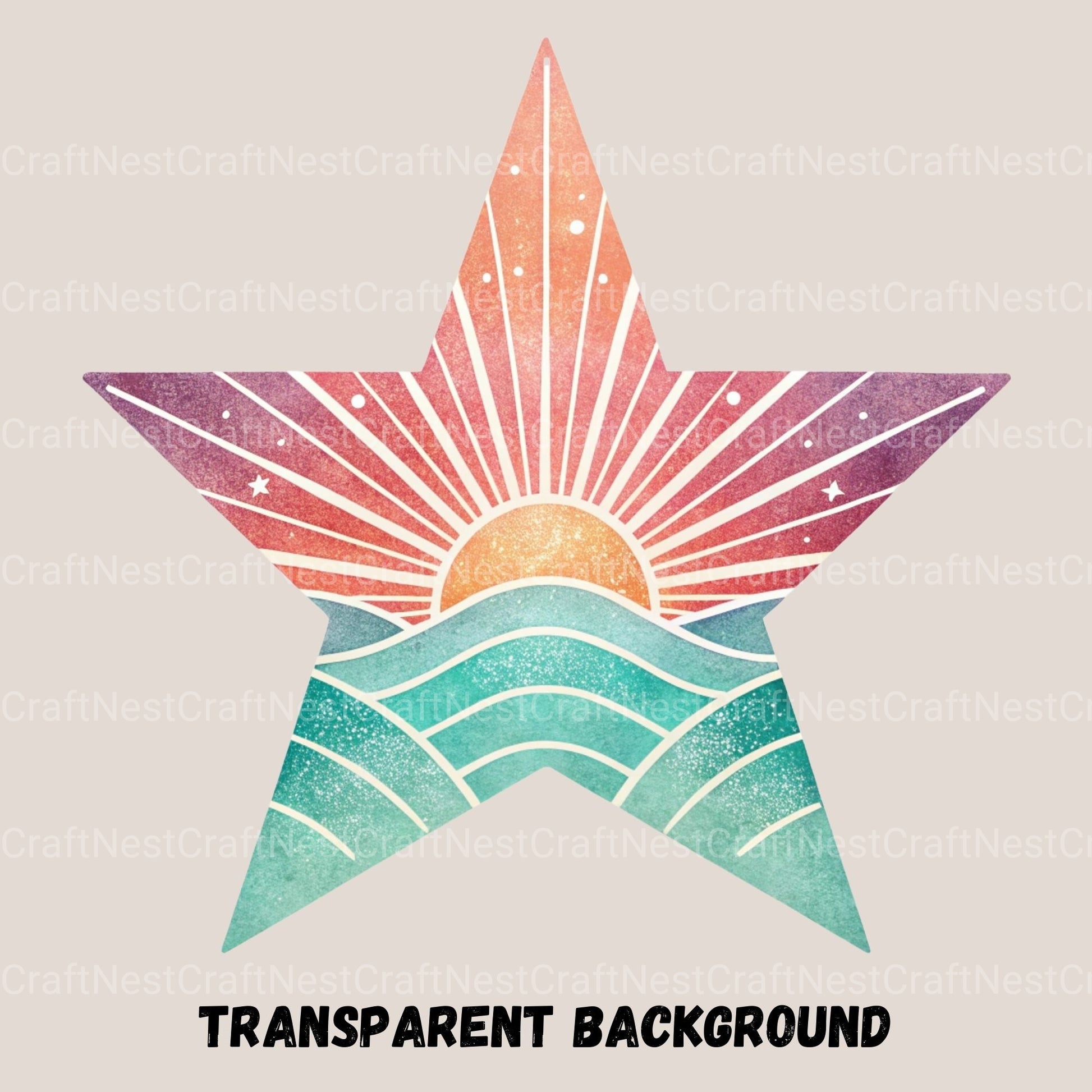 Retro Sunsets Star Clipart Bundle - CraftNest - Digital Crafting and Art