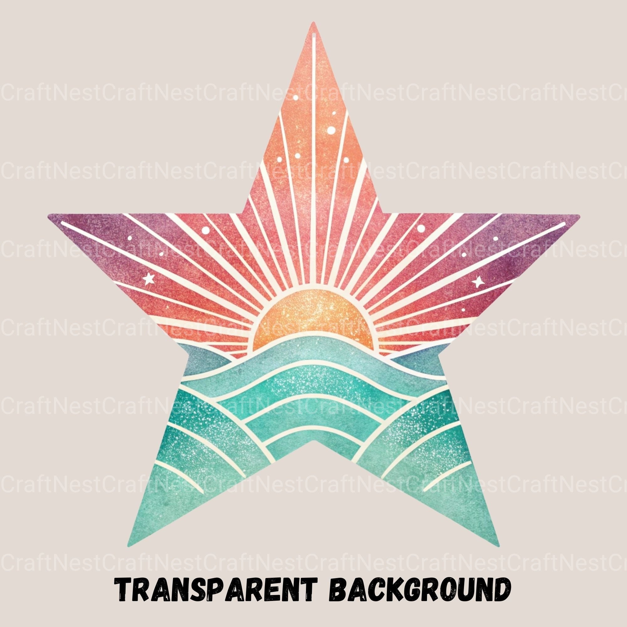 Retro Sunsets Star Clipart Bundle - CraftNest - Digital Crafting and Art