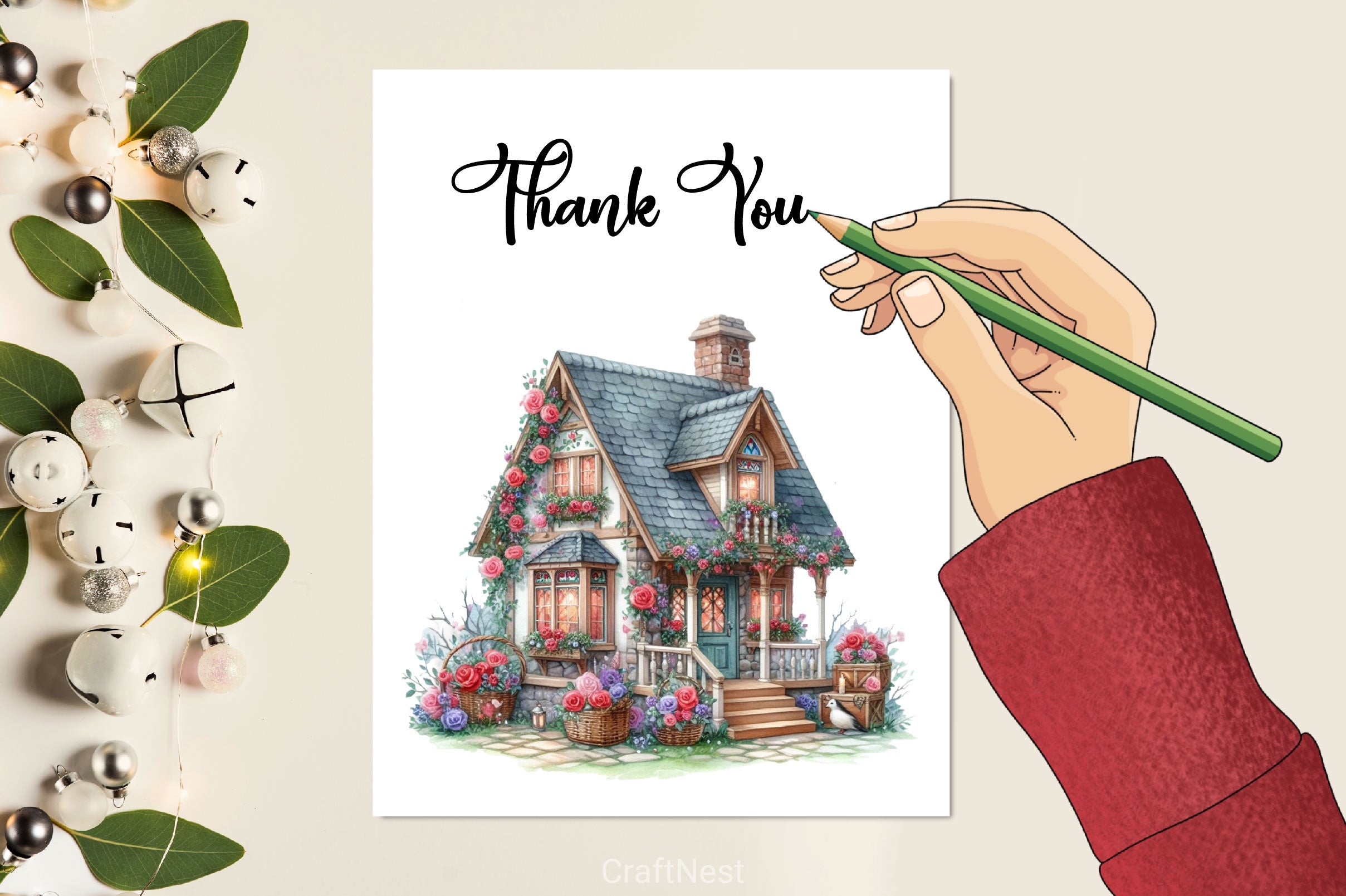 Romantic Valentine's Cottage Clipart Bundle - CraftNest - Digital Crafting and Art