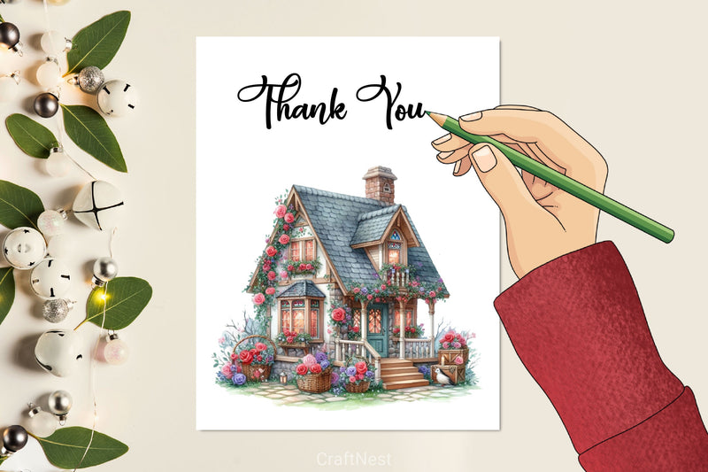 Romantic Valentine's Cottage Clipart Bundle - CraftNest - Digital Crafting and Art