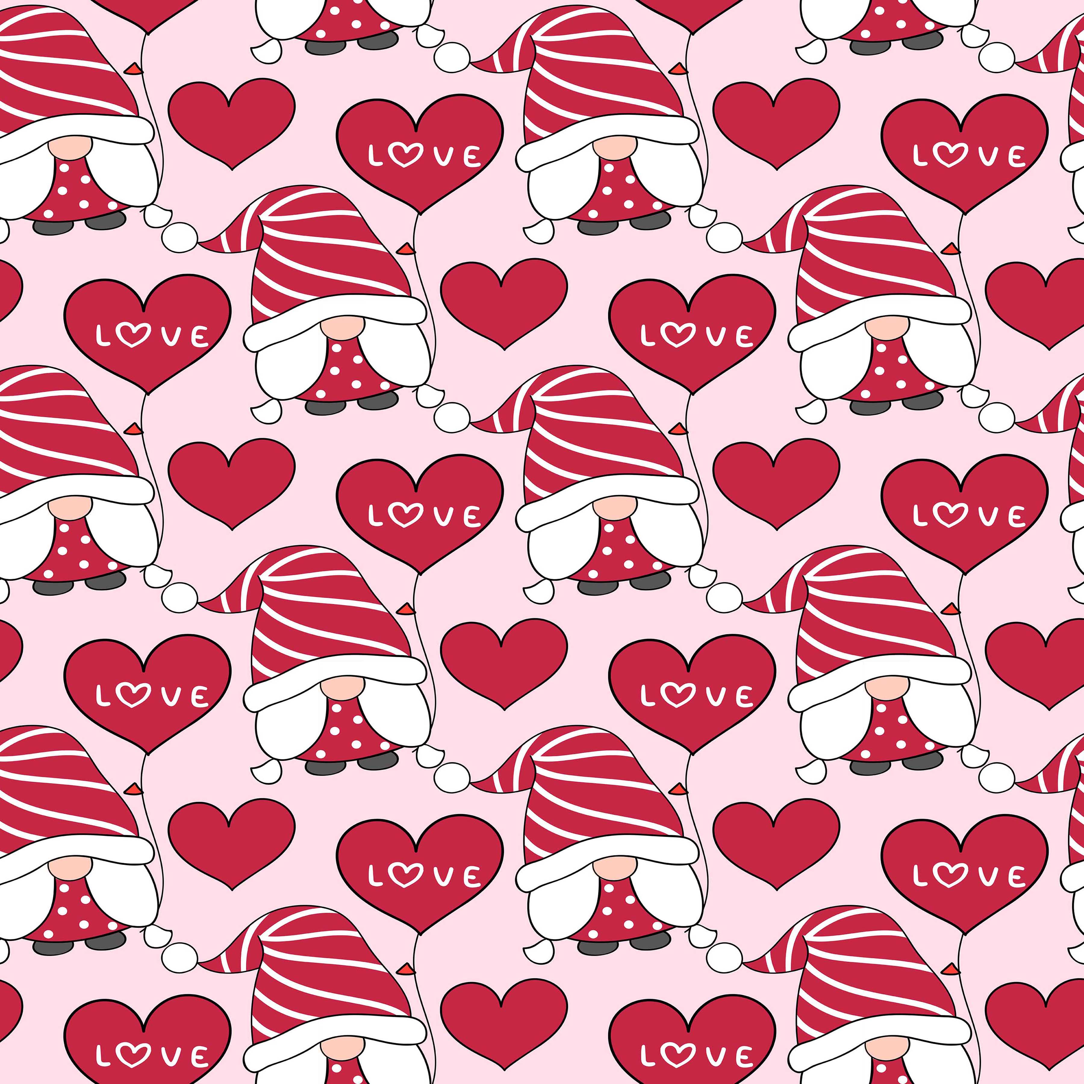 Valentines Day Gnome Seamless Digital Paper - CraftNest - Digital Crafting and Art