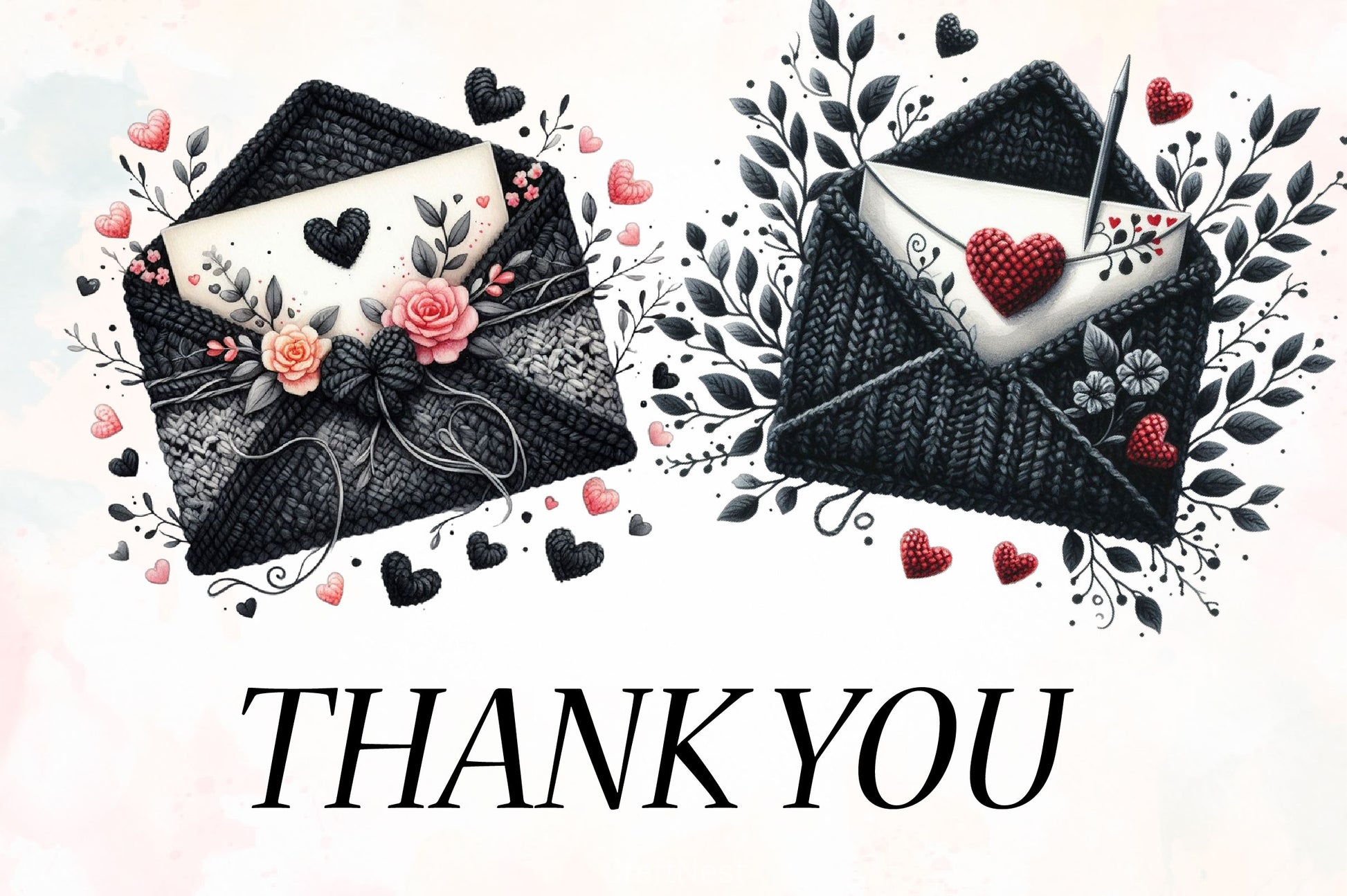 Black Valentine Crochet Envelopes Bundle - CraftNest - Digital Crafting and Art