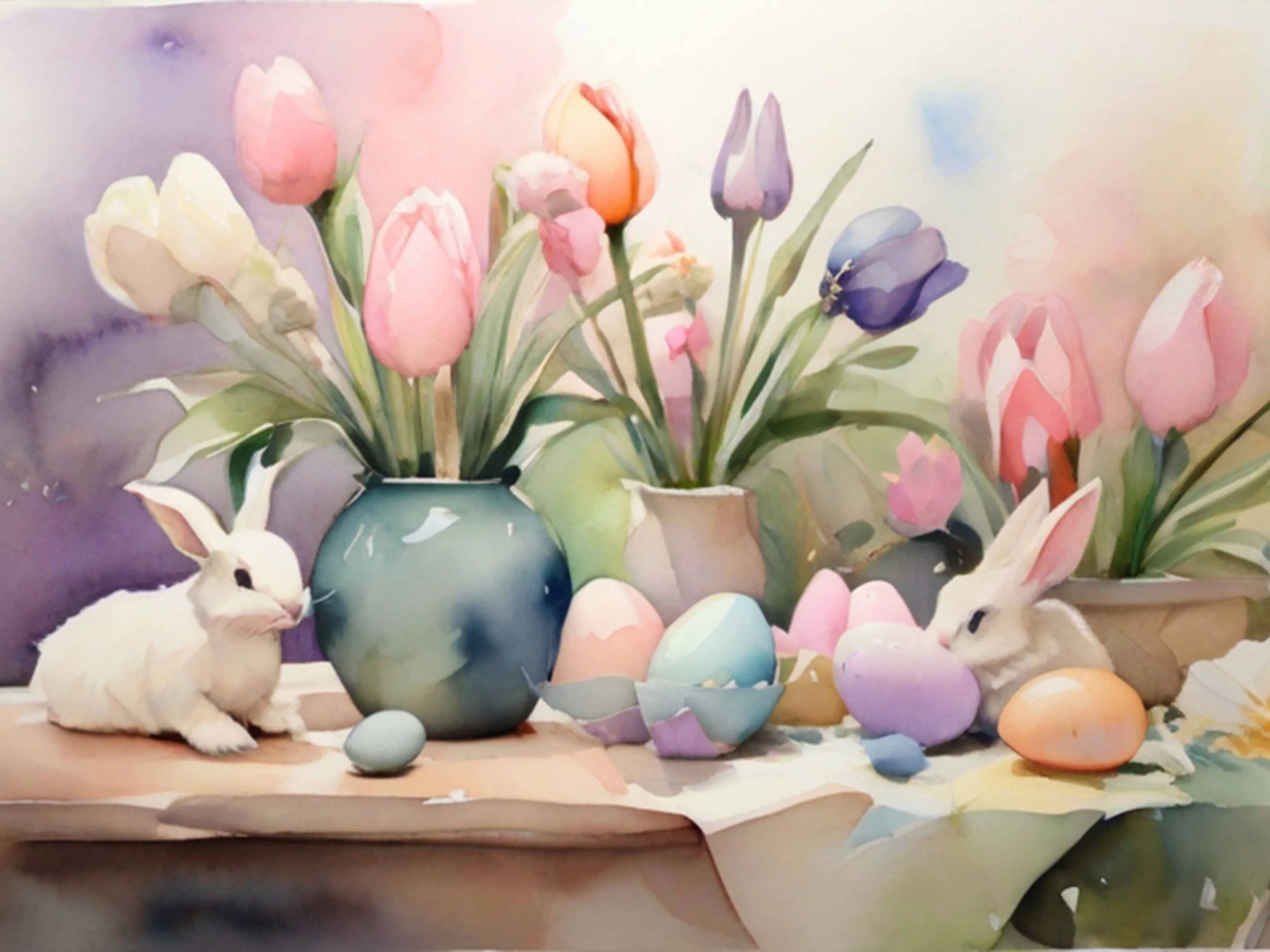 Easter Bunny Watercolor Seamless Pattern - CraftNest - Digital Crafting and Art