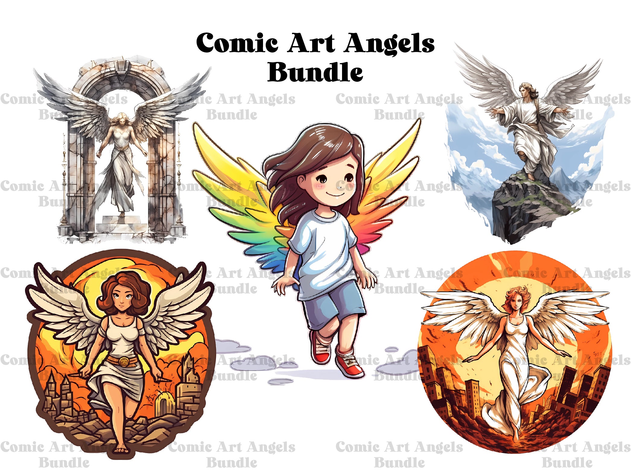 Comic Art Angels Clipart - CraftNest