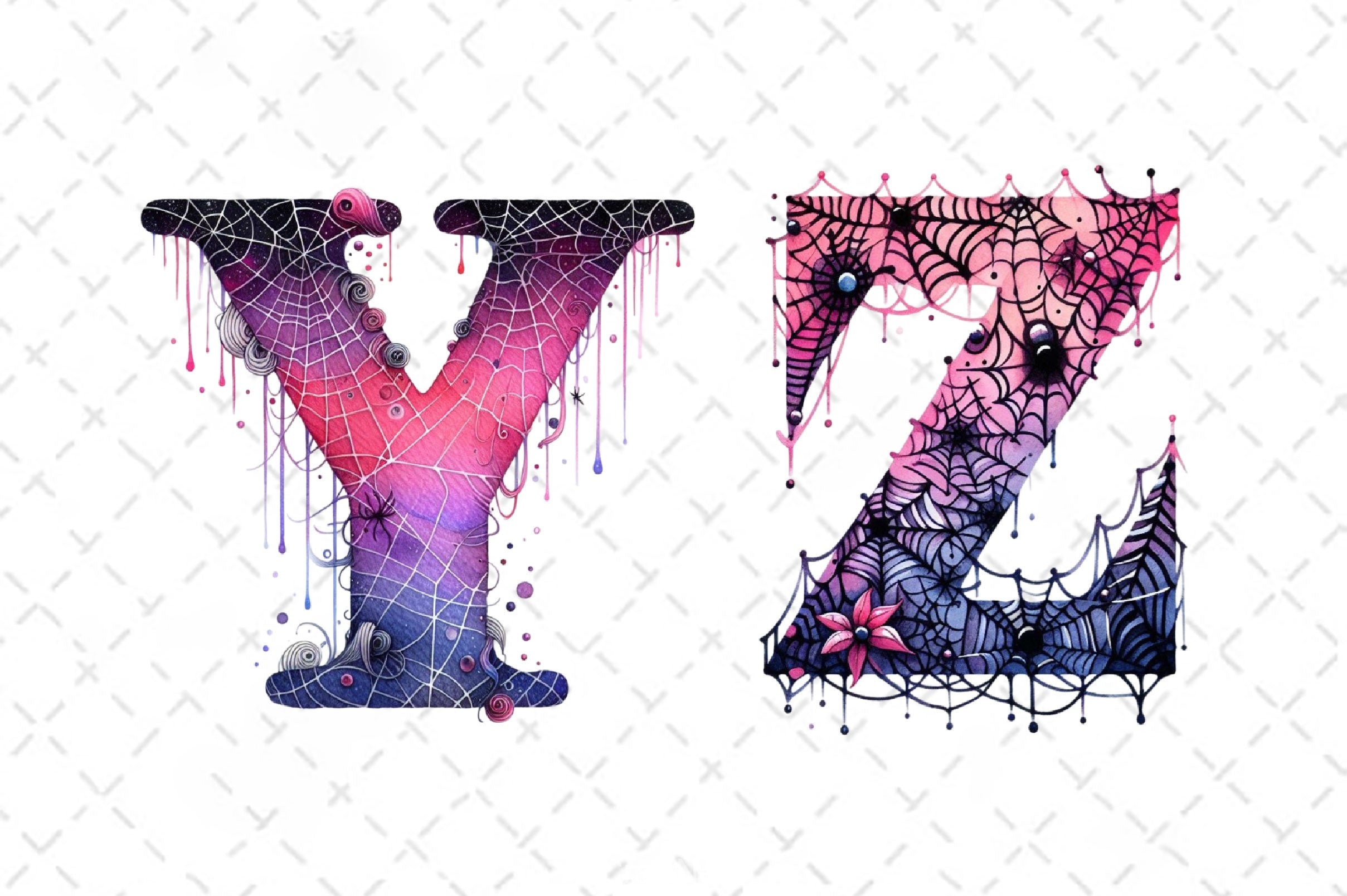 Spiderweb Doodle Letters Clipart Bundle - CraftNest - Digital Crafting and Art