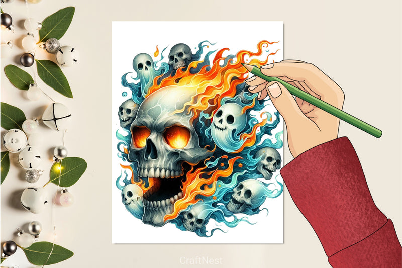Skull Flames Clipart Bundle - CraftNest - Digital Crafting and Art