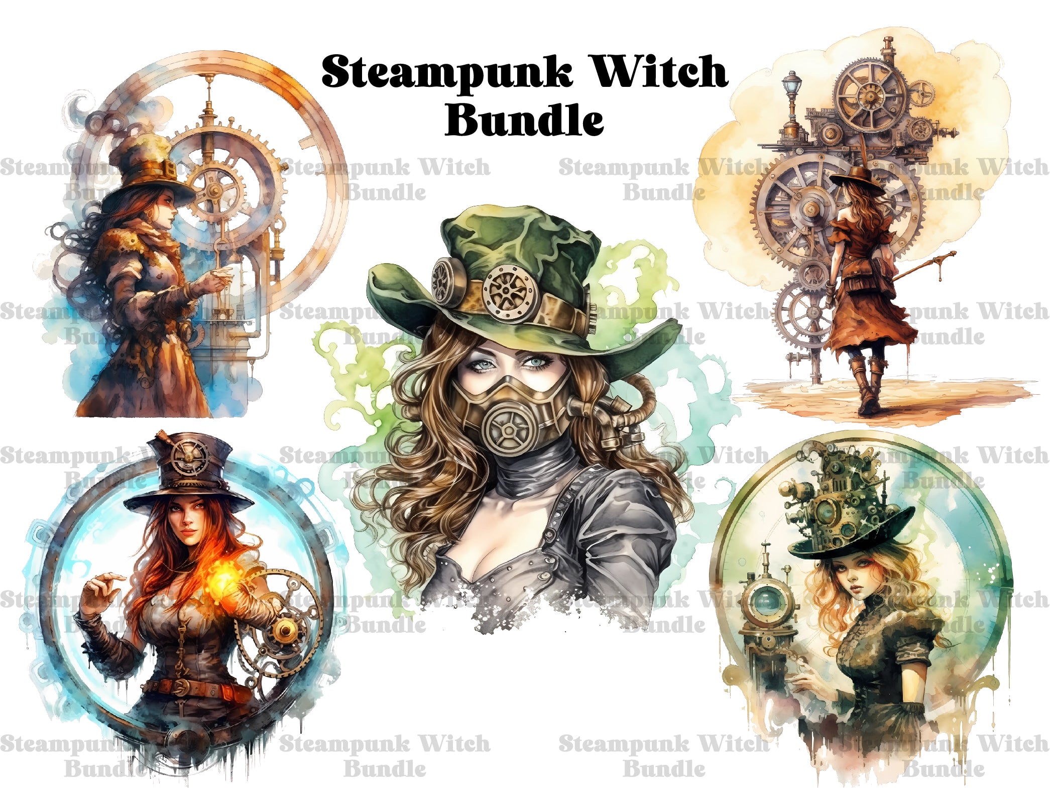 Steampunk Witches Clipart - CraftNest