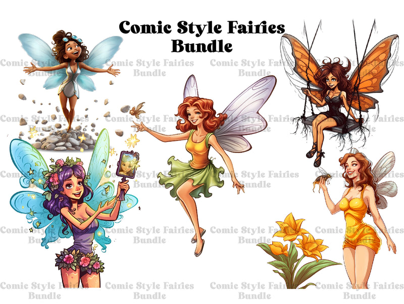 Comic Style Fairies Clipart - CraftNest