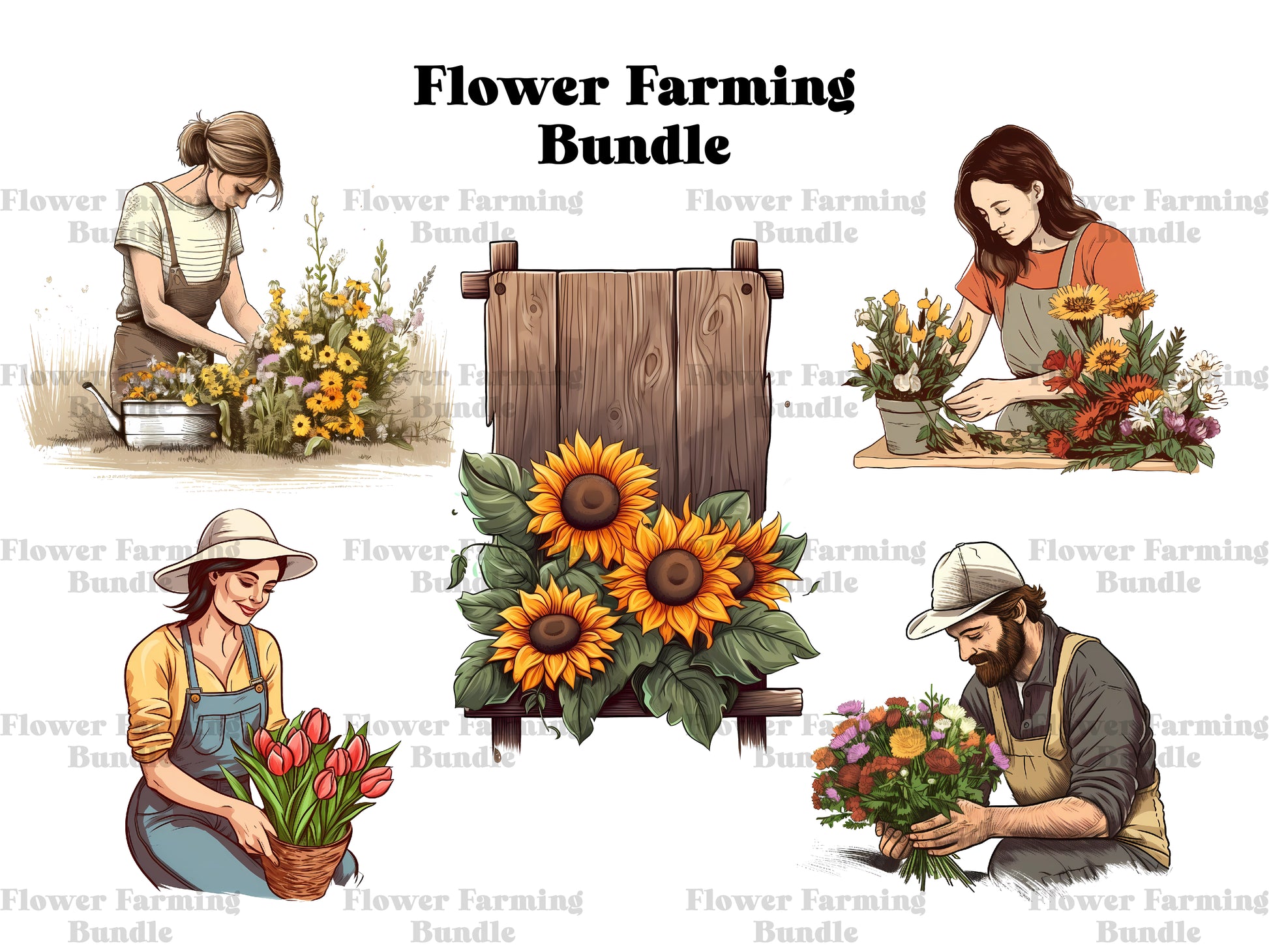 Flower Farming Clipart - CraftNest