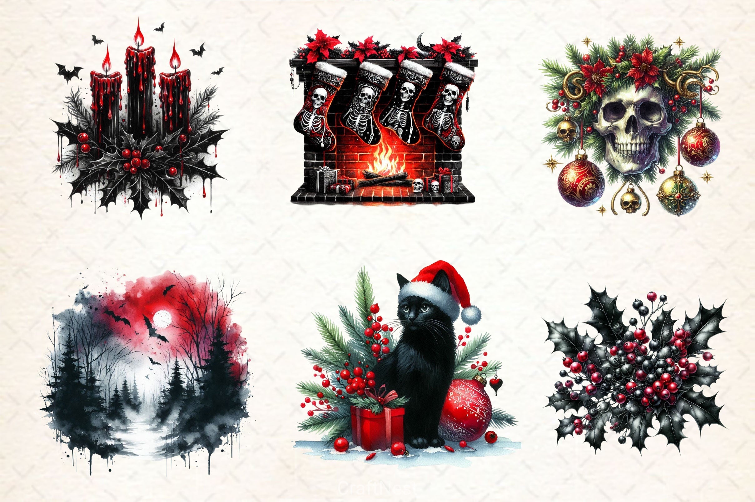 Gothic Christmas Clipart Bundle 2 - CraftNest - Digital Crafting and Art