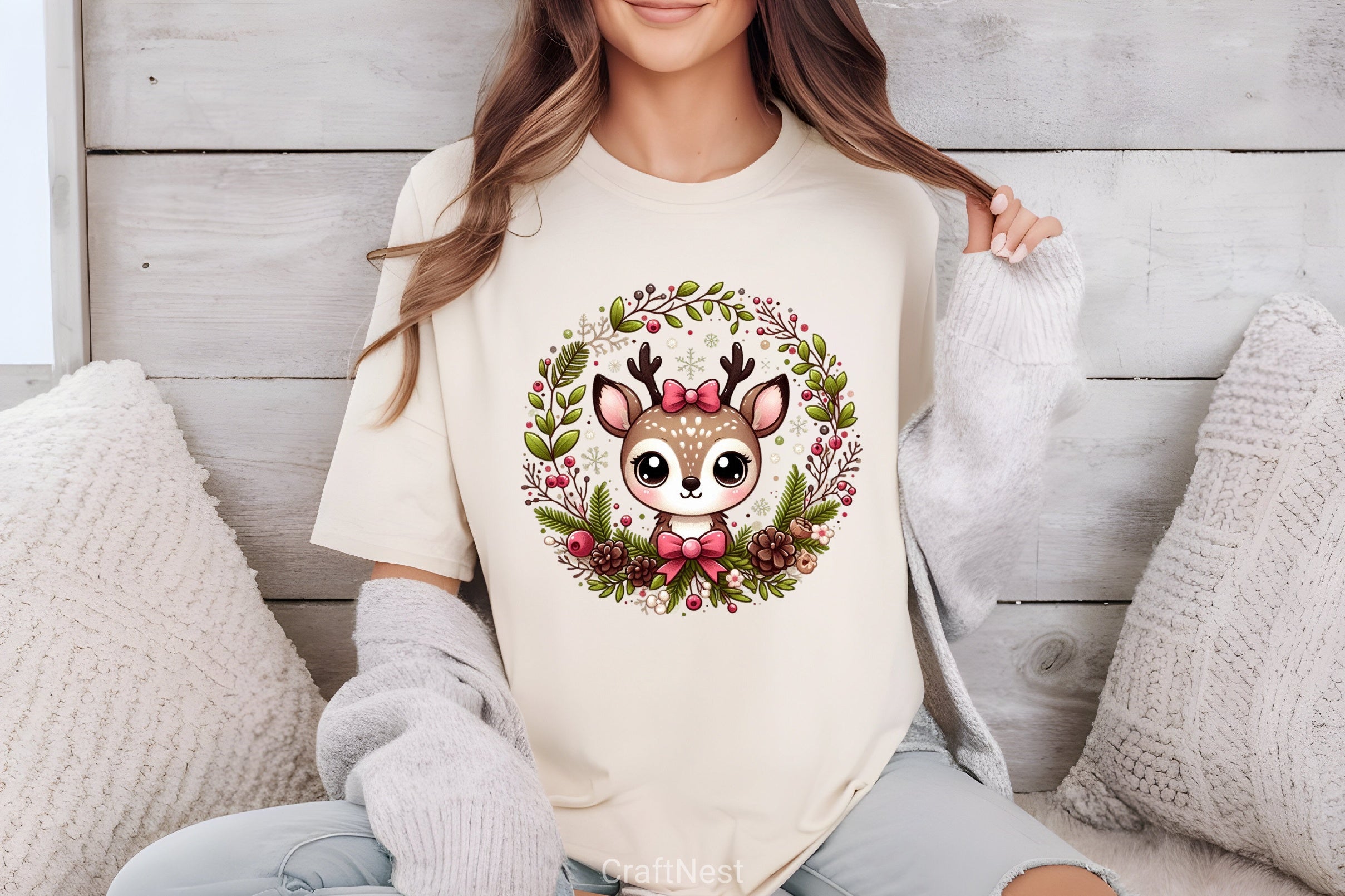 Christmas Reindeer Wreath Clipart Bundle - CraftNest - Digital Crafting and Art