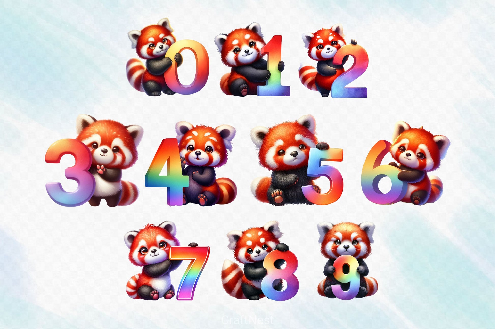 Cute Red Panda Alphabet Clipart Bundle - CraftNest - Digital Crafting and Art