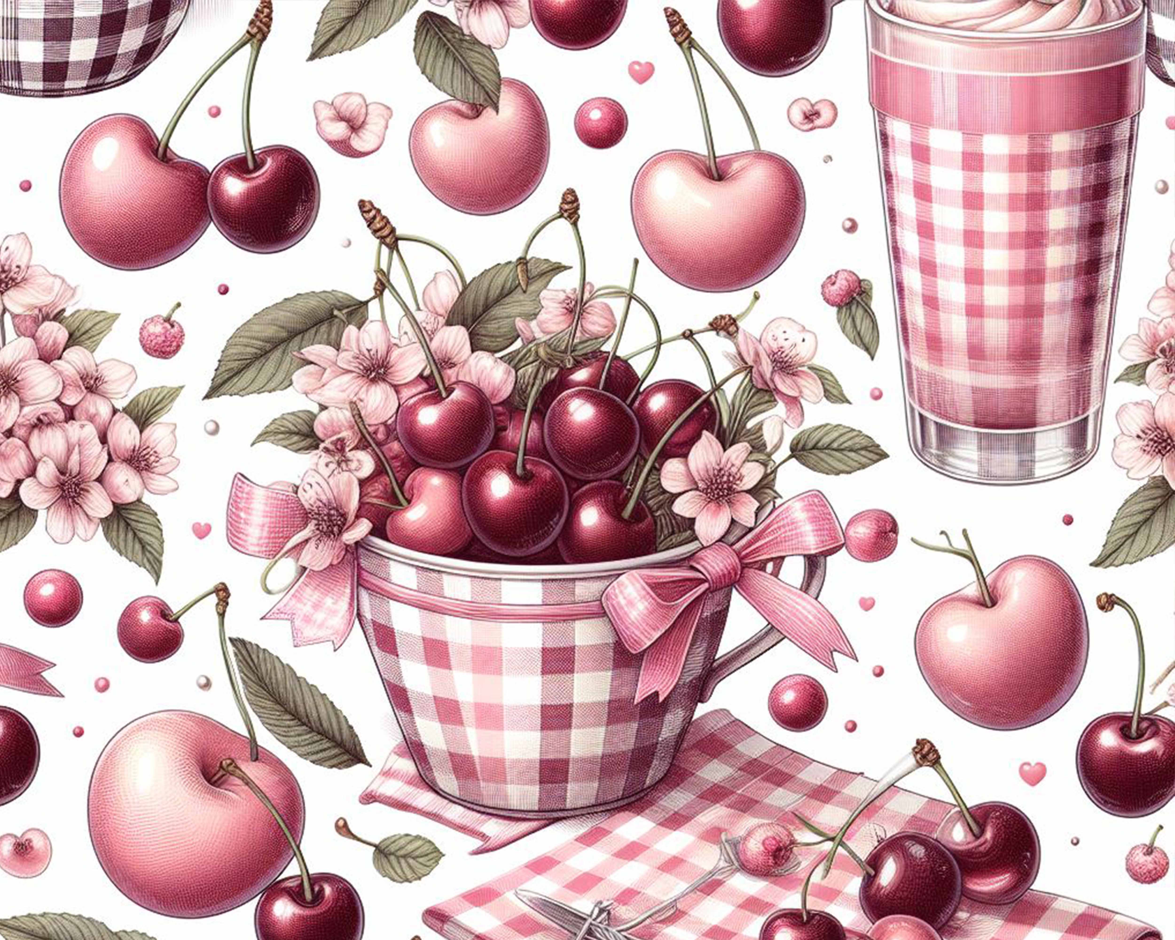 Cherry Seamless Digital Paper - CraftNest - Digital Crafting and Art