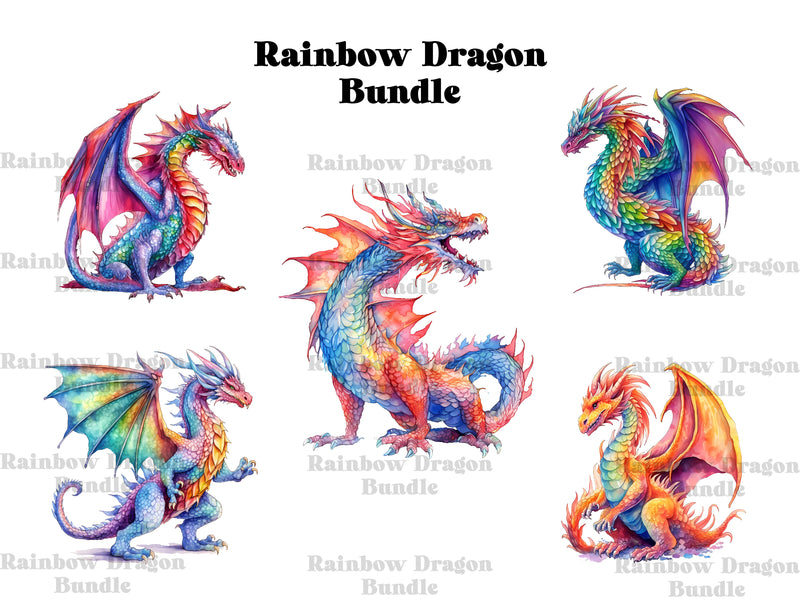 Rainbow Dragon Clipart - CraftNest