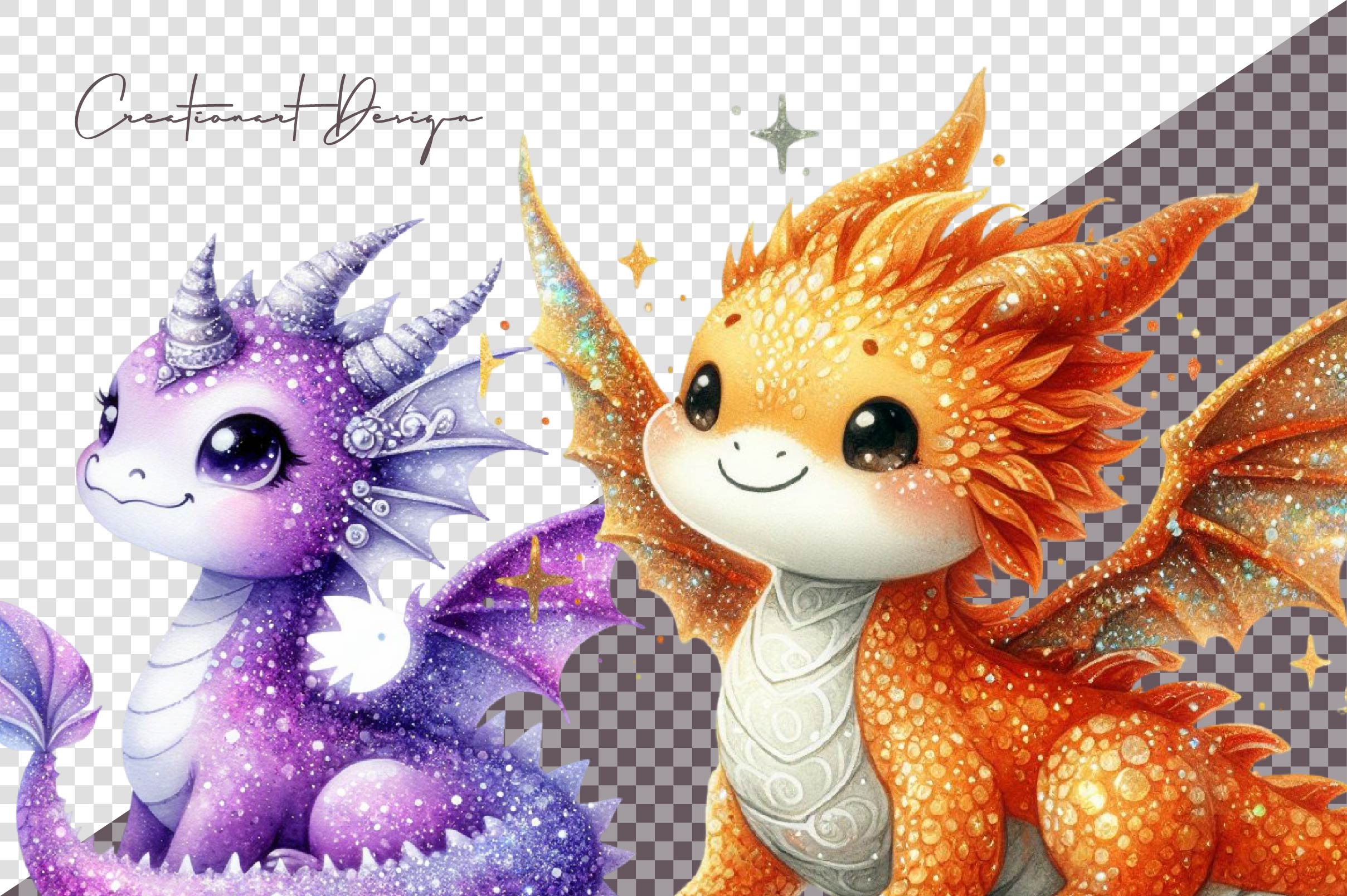 Glitter Dragon Clipart Bundle - CraftNest - Digital Crafting and Art