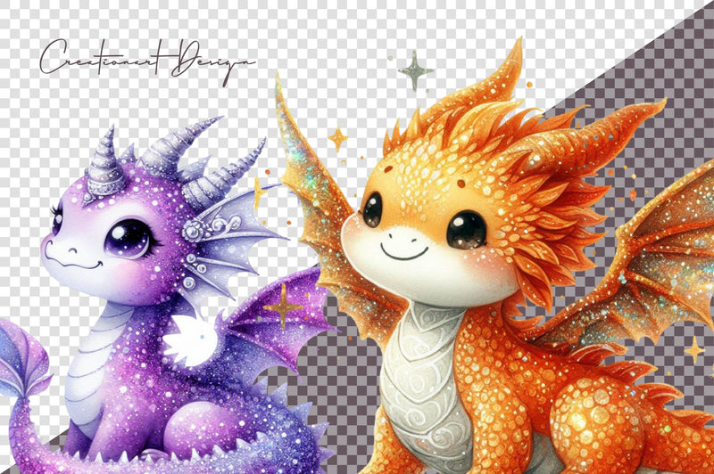Glitter Dragon Clipart Bundle - CraftNest - Digital Crafting and Art