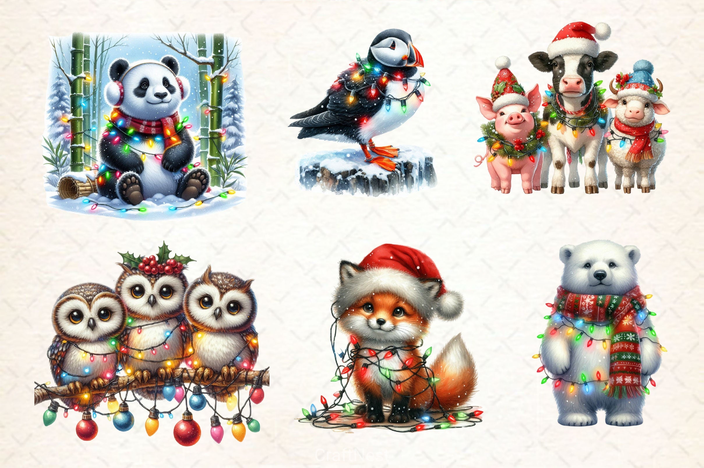 Christmas Animal Clipart Bundle 5 - CraftNest - Digital Crafting and Art