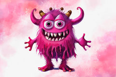 Pink Funny Monster 3D Clipart Bundle - CraftNest - Digital Crafting and Art