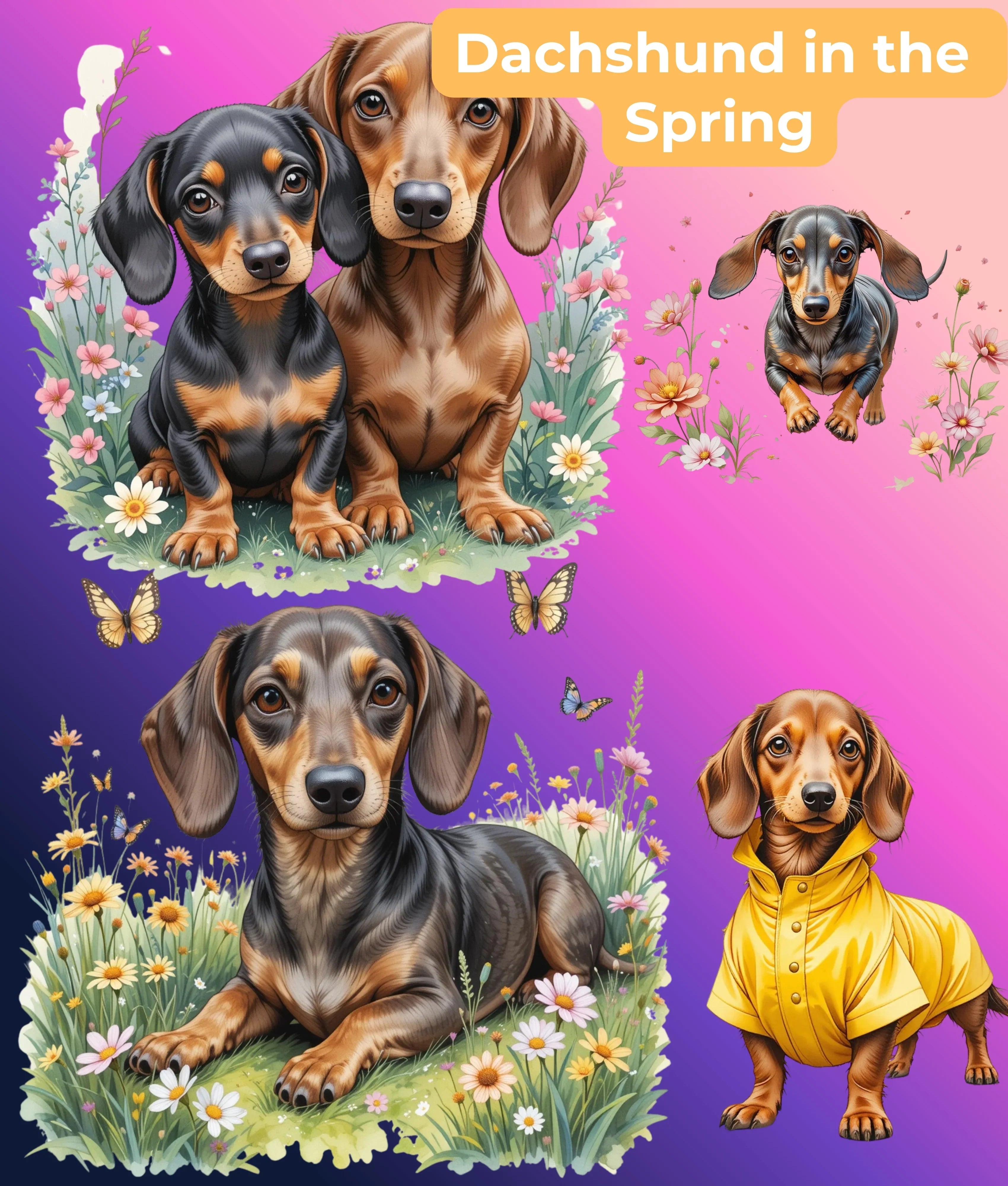 Dachshund Through the Seasons Clipart Bundle - CraftNest - Digital Crafting and Art