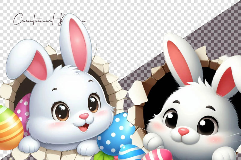 Easter Bunny Peeking Out Clipart Bundle - CraftNest - Digital Crafting and Art