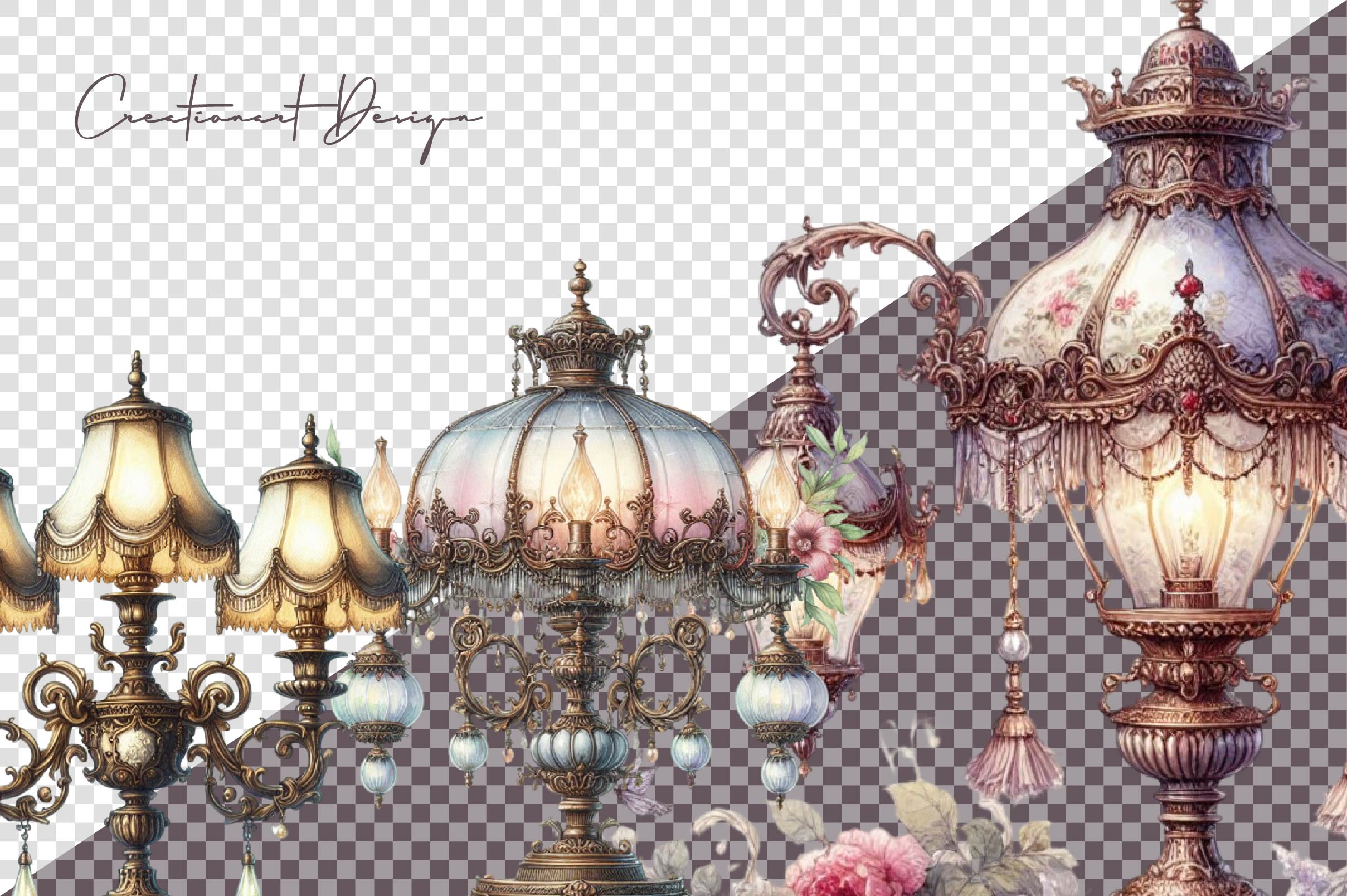 Victorian Lamps Clipart Bundle - CraftNest - Digital Crafting and Art