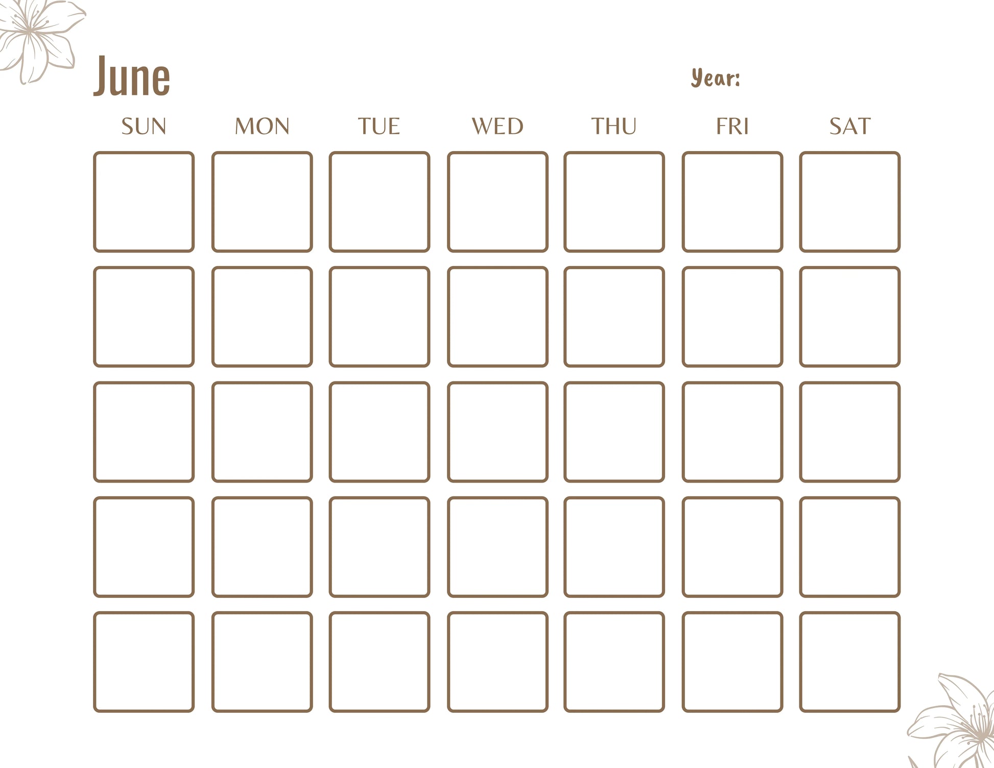 Blank Monthly Calendar KDP Planner - CraftNest - Digital Crafting and Art
