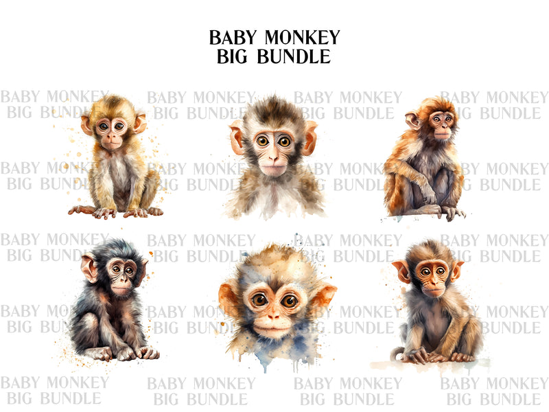 Baby Monkey Clipart - CraftNest