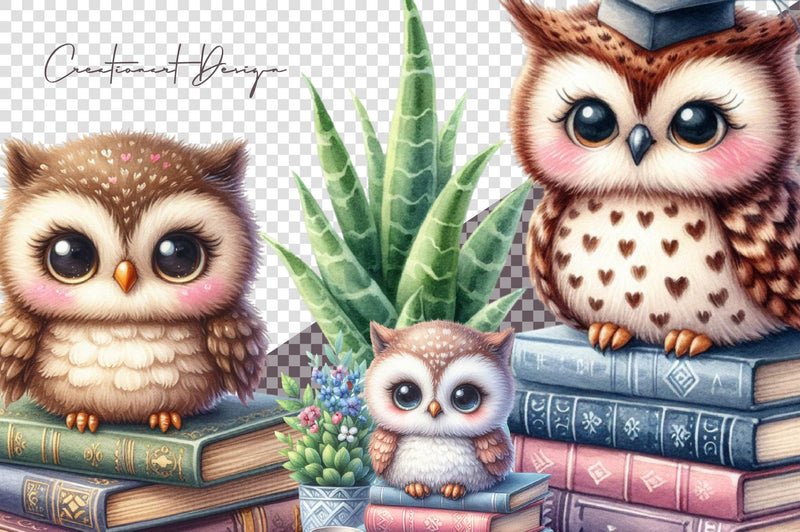 Books & Owl Clipart Bundle - CraftNest - Digital Crafting and Art