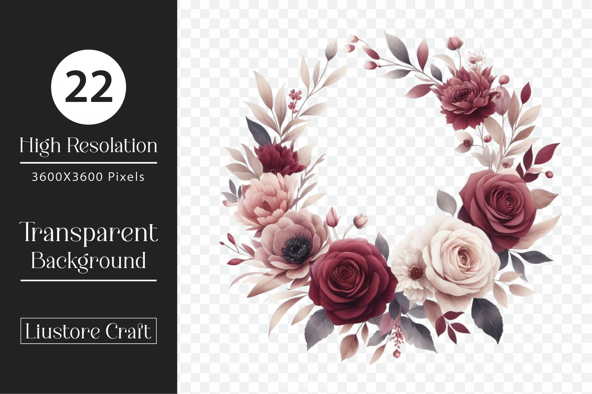 Burgundy Blush Floral Clipart Bundle - CraftNest - Digital Crafting and Art