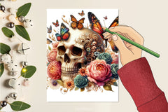 Floral Skull & Butterflies Clipart Bundle - CraftNest - Digital Crafting and Art