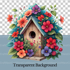 Birdhouses Flowers Clipart Bundle - CraftNest - Digital Crafting and Art