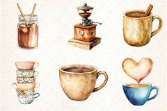 Boho Cafe Core Coffee Clipart Bundle - CraftNest - Digital Crafting and Art