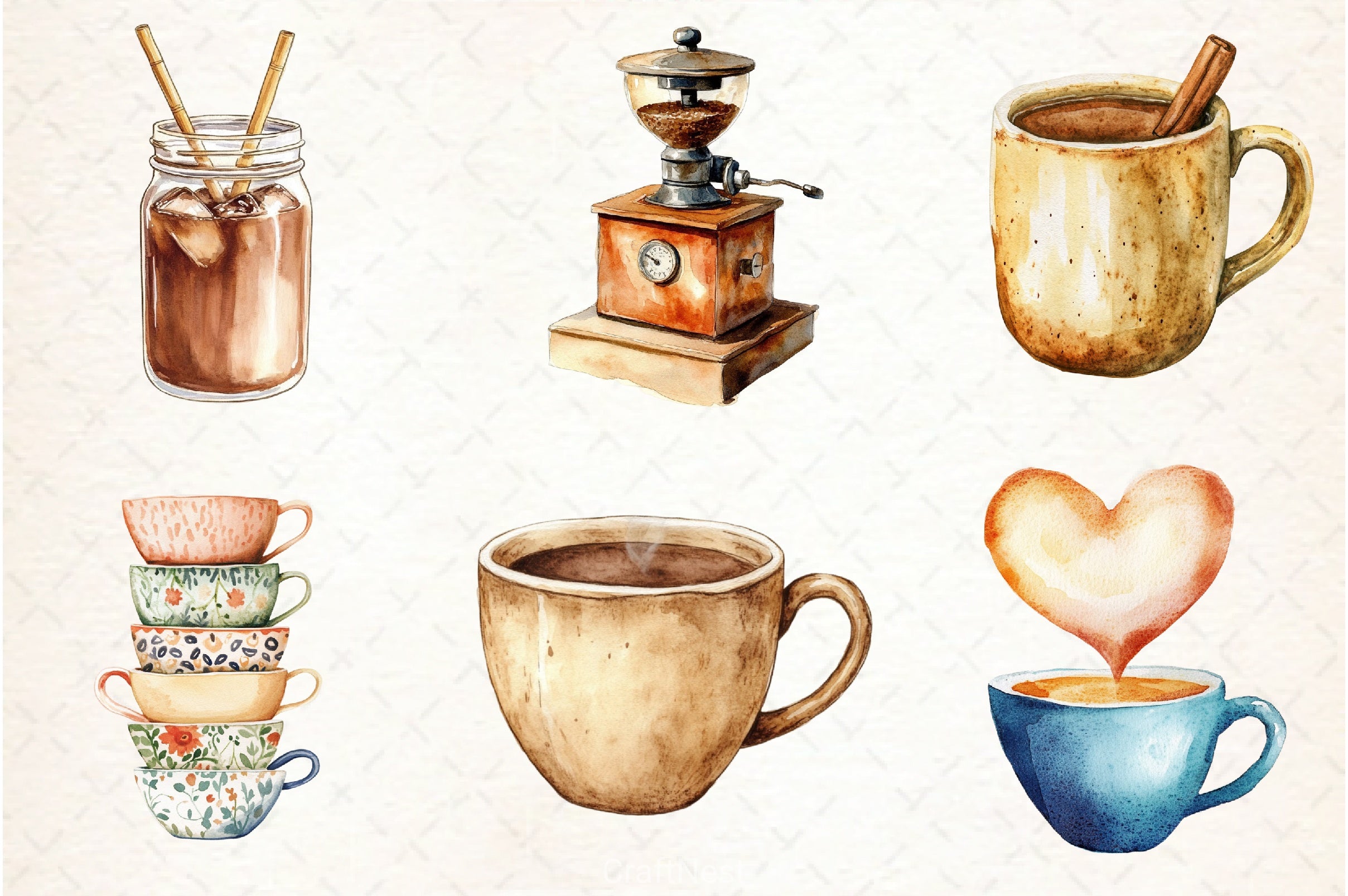 Boho Cafe Core Coffee Clipart Bundle - CraftNest - Digital Crafting and Art