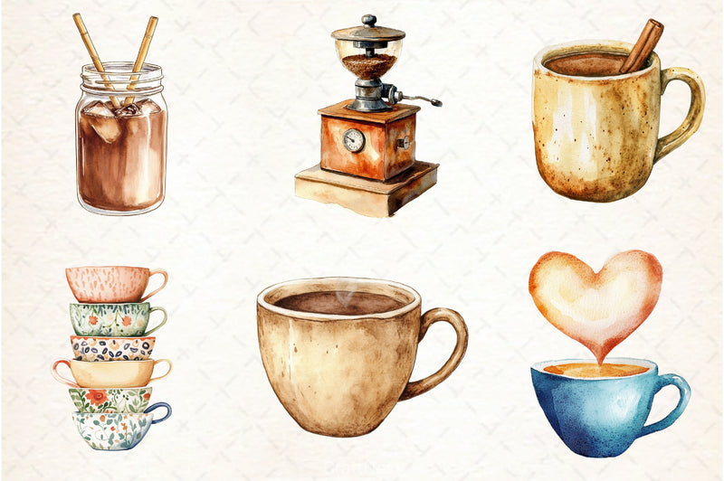 Boho Cafe Core Coffee Clipart Bundle - CraftNest - Digital Crafting and Art