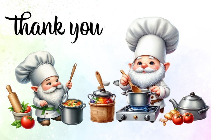 Gnome Chef Clipart Bundle - CraftNest - Digital Crafting and Art