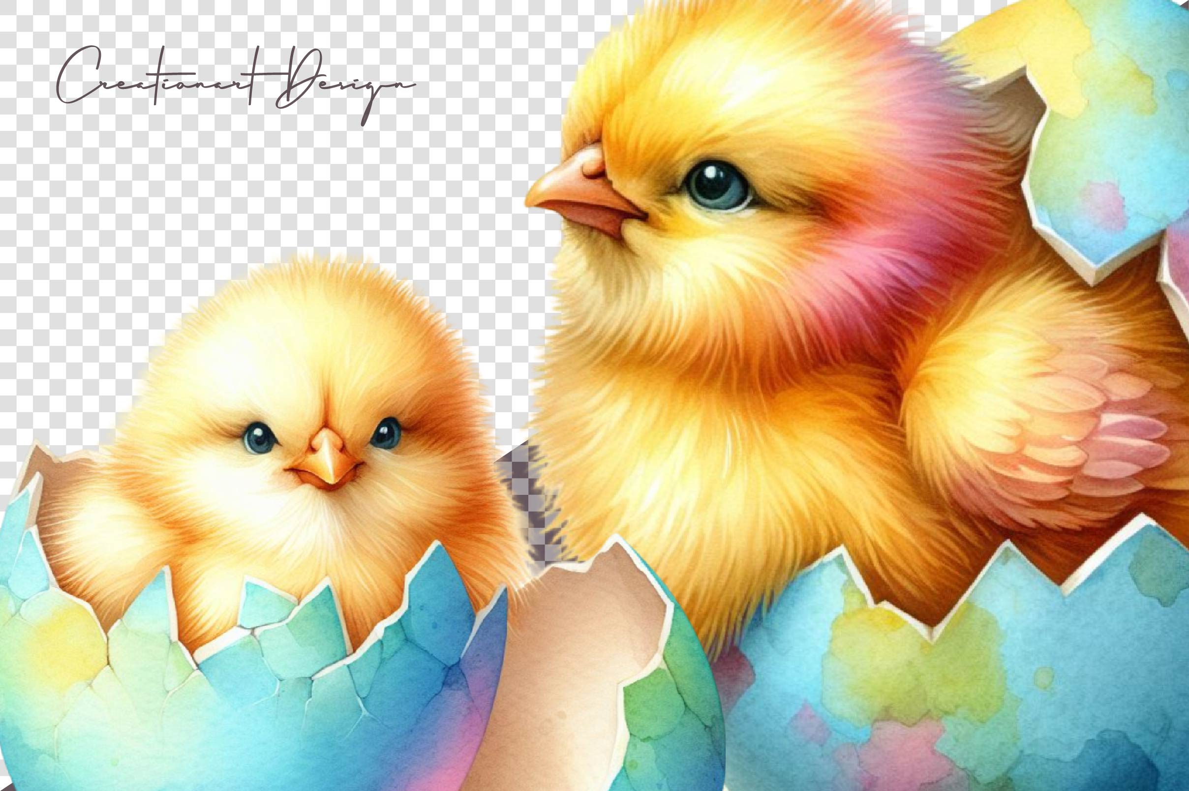 Watercolour Easter Chicks Clipart Bundle - CraftNest - Digital Crafting and Art
