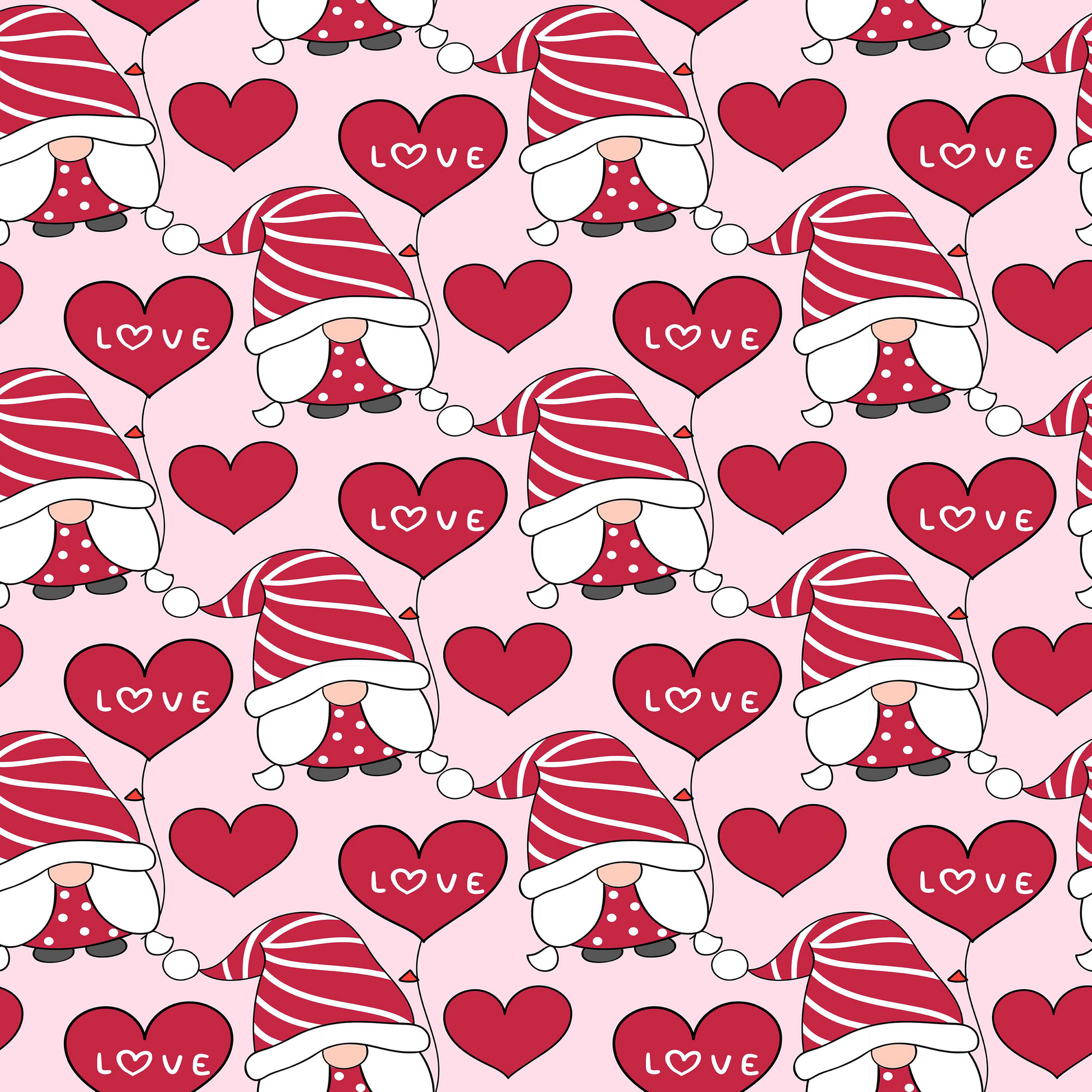 Valentines Day Gnome Seamless Digital Paper - CraftNest - Digital Crafting and Art
