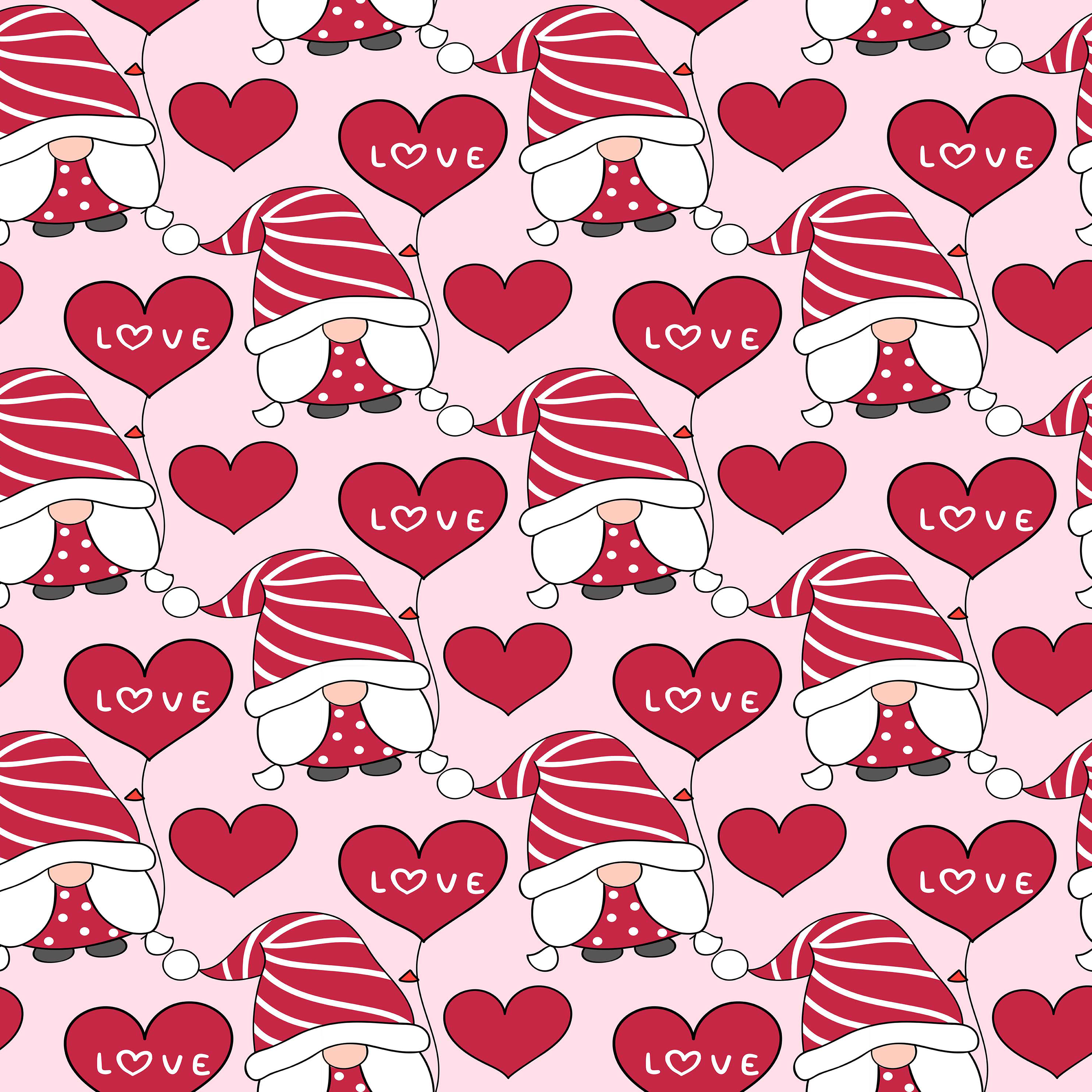 Valentines Day Gnome Seamless Digital Paper - CraftNest - Digital Crafting and Art